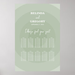 Poster Sage Green Modern Monogramas Gráfico de Casamento
