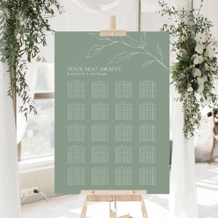 Poster Sage Green Olive Leaf Casamento 20 Mesas