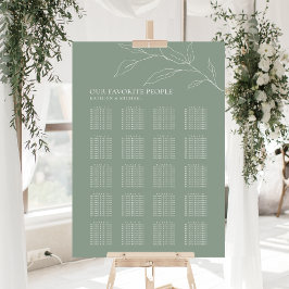 Poster Sage Green Olive Leaf Casamento 20 Mesas