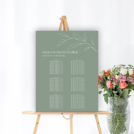 Poster Sage Green Olive Leaf Casamento 6 Mesa Seating