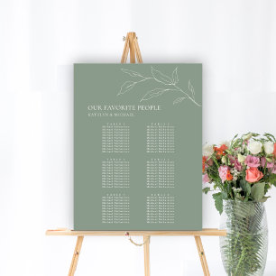 Poster Sage Green Olive Leaf Casamento 6 Mesa Seating