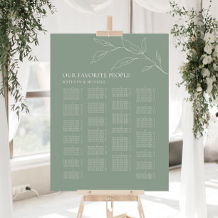 Poster Sage Green Olive Leaf Casamento Alfabético