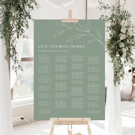 Poster Sage Green Olive Leaf Casamento Alfabético