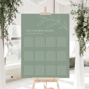 Poster Sage Green Olive Leaf Wedding 12 Seating Mesa Seat