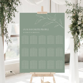Poster Sage Green Olive Leaf Wedding 15 Seating Mesa Seat