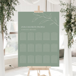 Poster Sage Green Olive Leaf Wedding 15 Seating Mesa Seat