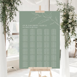 Poster Sage Green Olive Leaf Wedding 30 Seating Mesa Seat