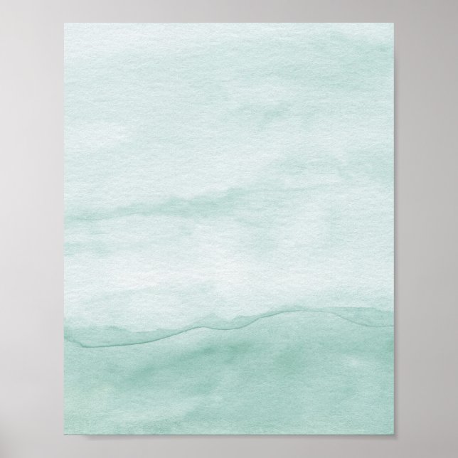 Poster Sage Green Ombre Watercolor Abstrato (Frente)
