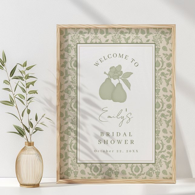 Poster Sage Green Perfect Pear Chá de panela (Welcome sign)