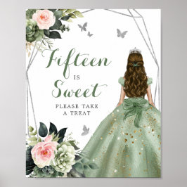 Poster Sage Green Pink Blush XV Años Quinze é doce