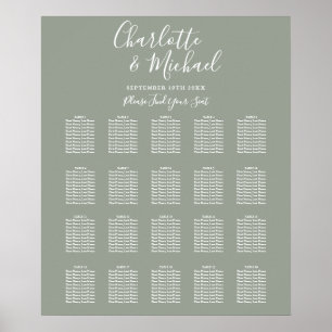Poster Sage Green Signature Wedding Seating Chart