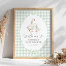 Sage Green Silly Goose Baby Shower Welcome Sign