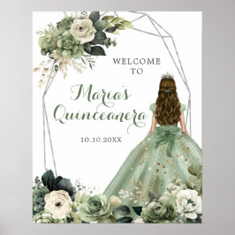 Poster Sage Green - Sinal Geométrico Quinceañera