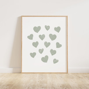Poster Sage Green Small Hearts