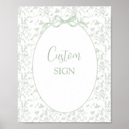 Poster Sage Green Toile Custom sign