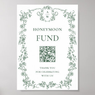 Poster Sage Green Victorian Ornamentado Floral Honeymoon