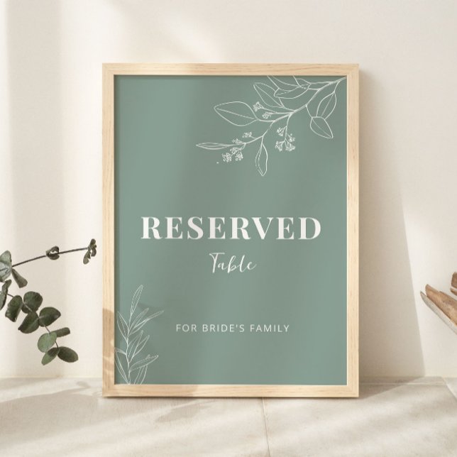 Poster Sage Green Wedding Sign reservado (Criador carregado)