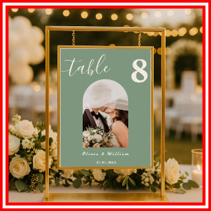 Poster Sage Green Wedding Table Number