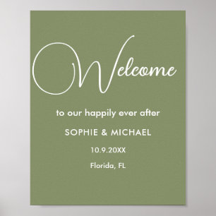 Poster Sage Green Welcome Wedding