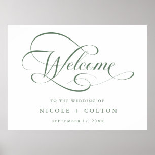 Poster Sage Green & White Elegant Weding Sign