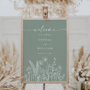 Poster Sage Green Wildflower Sinal de Boas-vindas