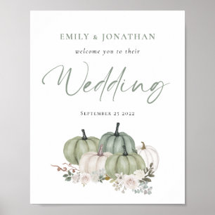 Poster Sage Pumpkins Cream Florals Bem-vindos ao Casament