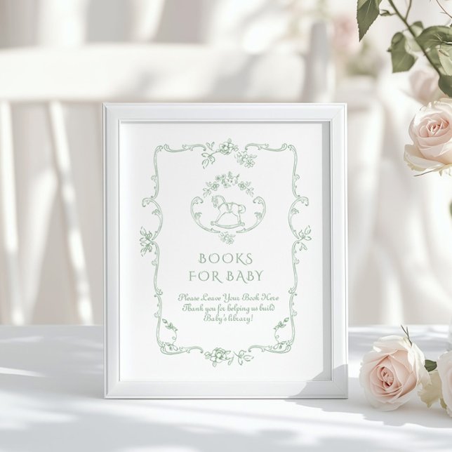 Poster Sage Rocking Horry Chinoiserie Livros para bebê (Criador carregado)