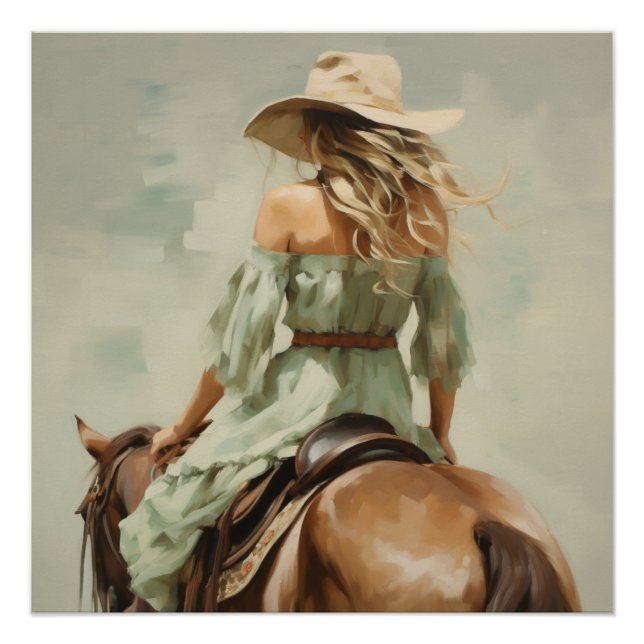 Póster Sage Saddle: Arte de Muro de Cowgirl (Frente)