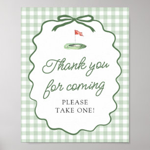 Poster Sage Verde Xadrez Golfe Obrigado por Virar Sinal