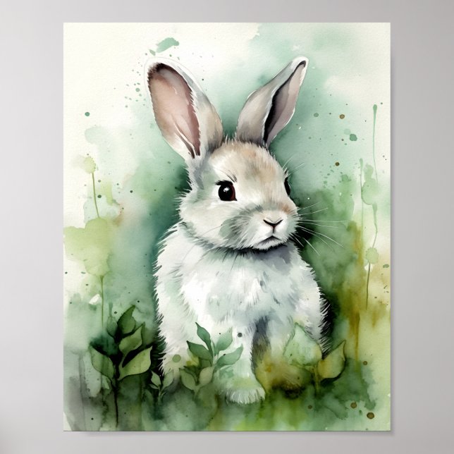 Poster Sage Watercolor Baby Bunny (Frente)