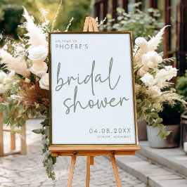 Poster Sage & White Minimist Chá de panela Bem-vindo