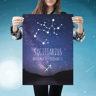 Poster Saggitarius   Constelação Zodiac Personalizada