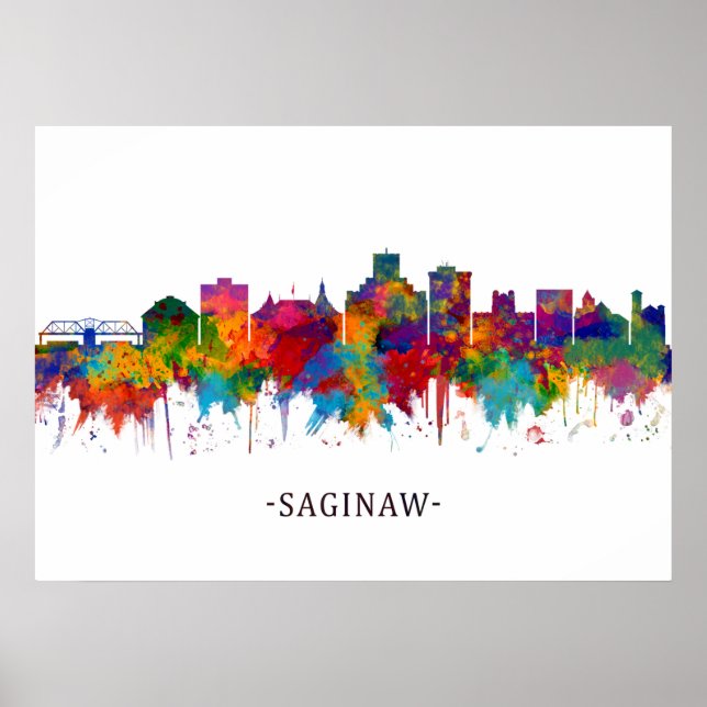 Poster Saginaw Michigan Skyline (Frente)