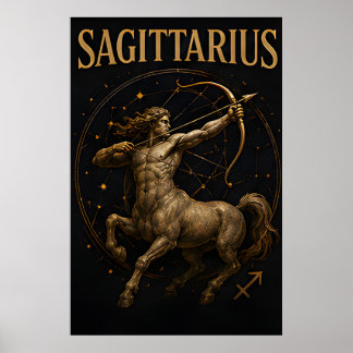 Poster Sagitário Arqueiro Zodíaco Celestial Astrologia Sí