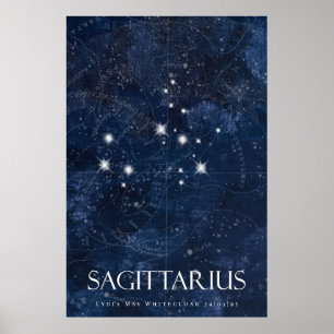 Poster sagitário com nome, cartaz zodiac