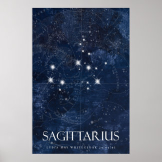 Poster sagitário com nome, cartaz zodiac