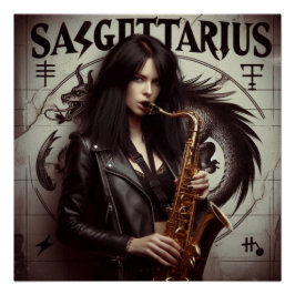 Póster Sagitário Zodiac Musicoso Saxofone