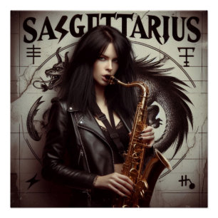 Póster Sagitário Zodiac Musicoso Saxofone