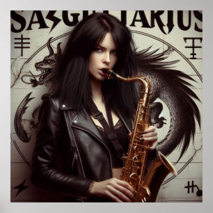 Poster Sagitário Zodiac Musicoso Saxofone