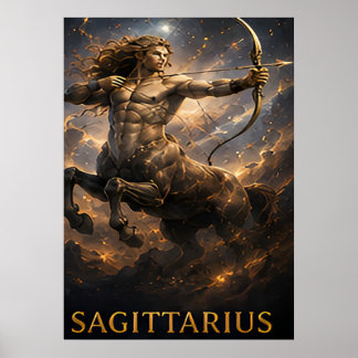 Poster Sagitário Zodíaco Arqueiro Celestial Astrologia Sí