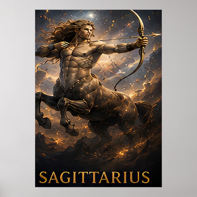 Poster Sagitário Zodíaco Arqueiro Celestial Astrologia Sí (Frente)