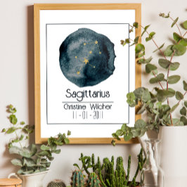 Poster Sagittarius - Sinal Zodíaco: Nome Personalizado e 