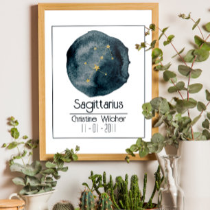 Poster Sagittarius - Sinal Zodíaco: Nome Personalizado e 