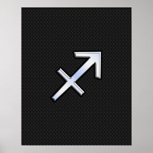 Poster Sagittarius Zodiac Symbol on black snake skin