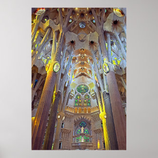 Poster Sagrada Familia Interior Barcelona Neutral Print