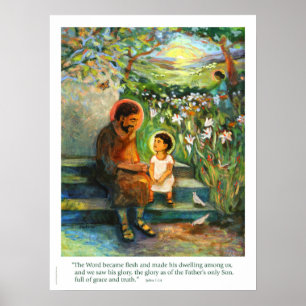 Poster Sagrada Família pôster de São José e Jesus convers