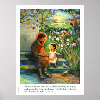 Poster Sagrada Família pôster de São José e Jesus convers