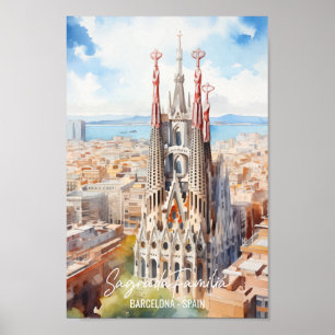 Poster Sagrade Familia Barcelona Familia Viagem