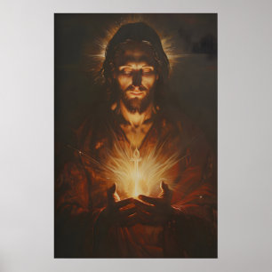 Poster Sagrado Coração De Jesus Cristo Pintura Artística