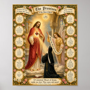 Poster Sagrado Coração de Jesus Doze Promessas Católico 